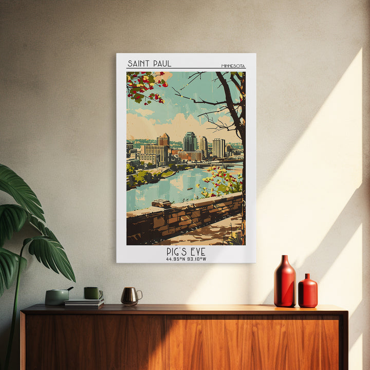 Saint Paul Minnesota Travel Poster, Framed Canvas Print, City Travel Poster, Vintage City Poster, Retro Travel Print, Retro Wall Art