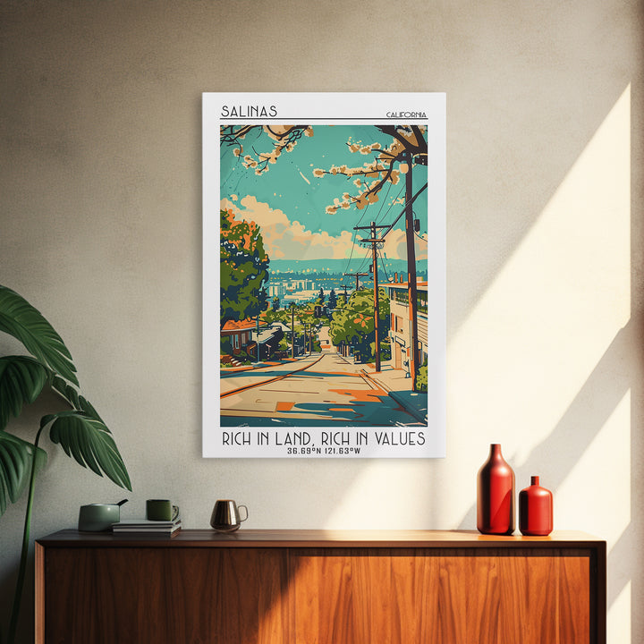 Salinas California Travel Poster, Canvas Print, Travel Prints, Landscape Art, Retro Travel Poster, Wanderlust Gift, Gallery Wall Set