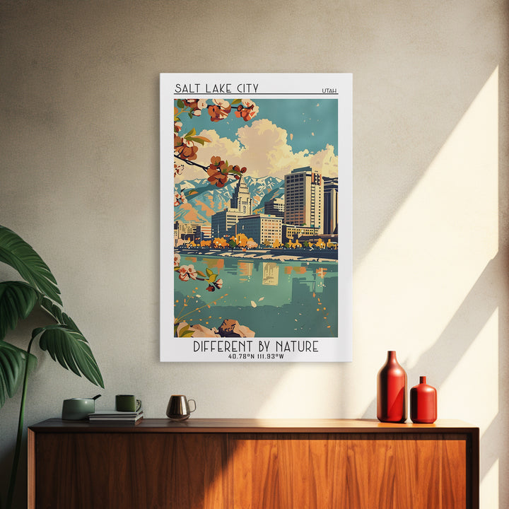 Salt Lake City Travel Poster, Canvas Print, City Travel Poster, Travel Wall Decor, Retro Wall Art, Minimalist Poster, Fine Art Print
