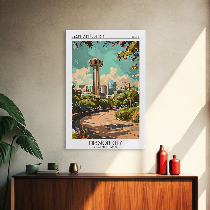 San Antonio Texas Travel Poster, Canvas Print, Retro Wall Art, Travel Print, Retro Travel Poster, Vintage Travel, City Travel Poster