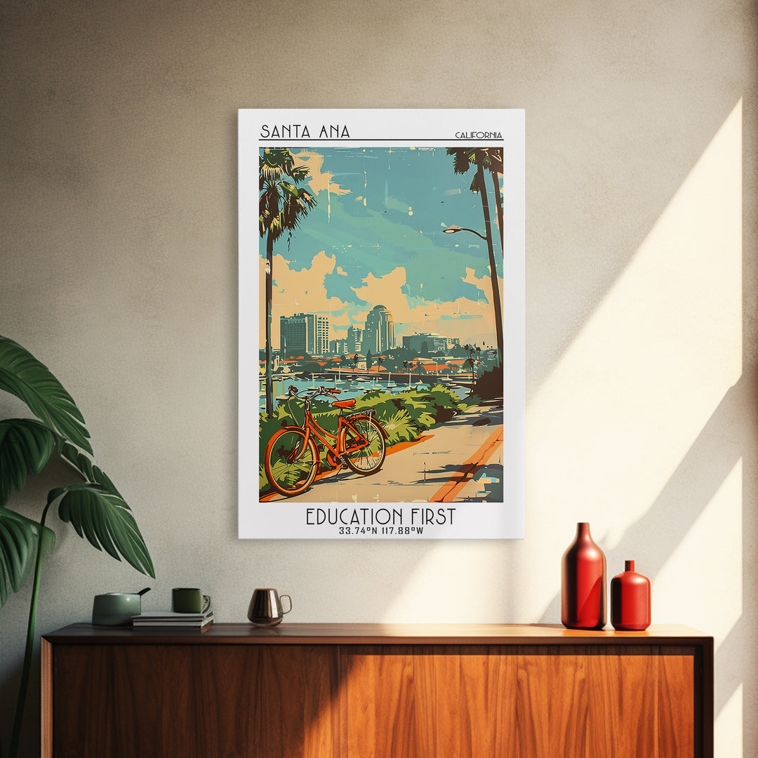 Santa Ana California Travel Poster, Framed Canvas Print, City Travel Poster, Travel Wall Decor, Minimalist Poster, City Illustration