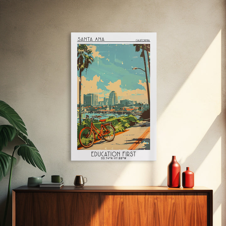 Santa Ana California Travel Poster, Framed Canvas Print, City Travel Poster, Travel Wall Decor, Minimalist Poster, City Illustration
