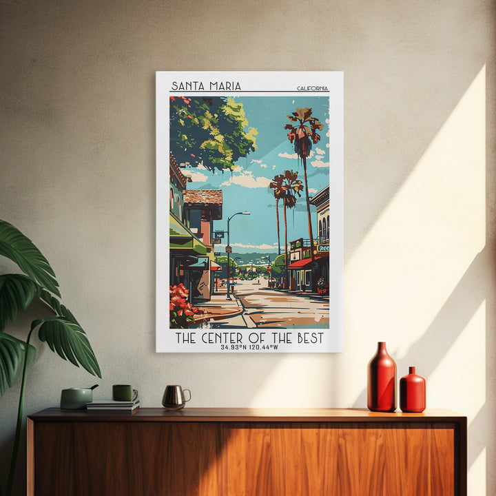 Santa Maria Travel Poster, Framed Canvas Print, Retro Wall Art, Travel Print, Vintage Travel Print, Mid Century Wall Art, Poster Art