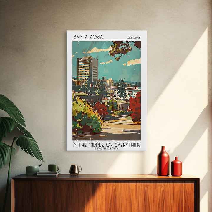Santa Rosa Travel Poster, Canvas Print, Travel Wall Decor, Minimalist Poster, Poster Art, Travel Prints, Wall Art, City Illustration