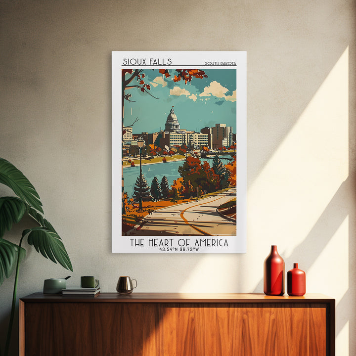 Sioux Falls South Dakota Travel Poster, Canvas Print, City Travel Poster, Travel Wall Decor, Retro Travel Print, Retro Travel Poster