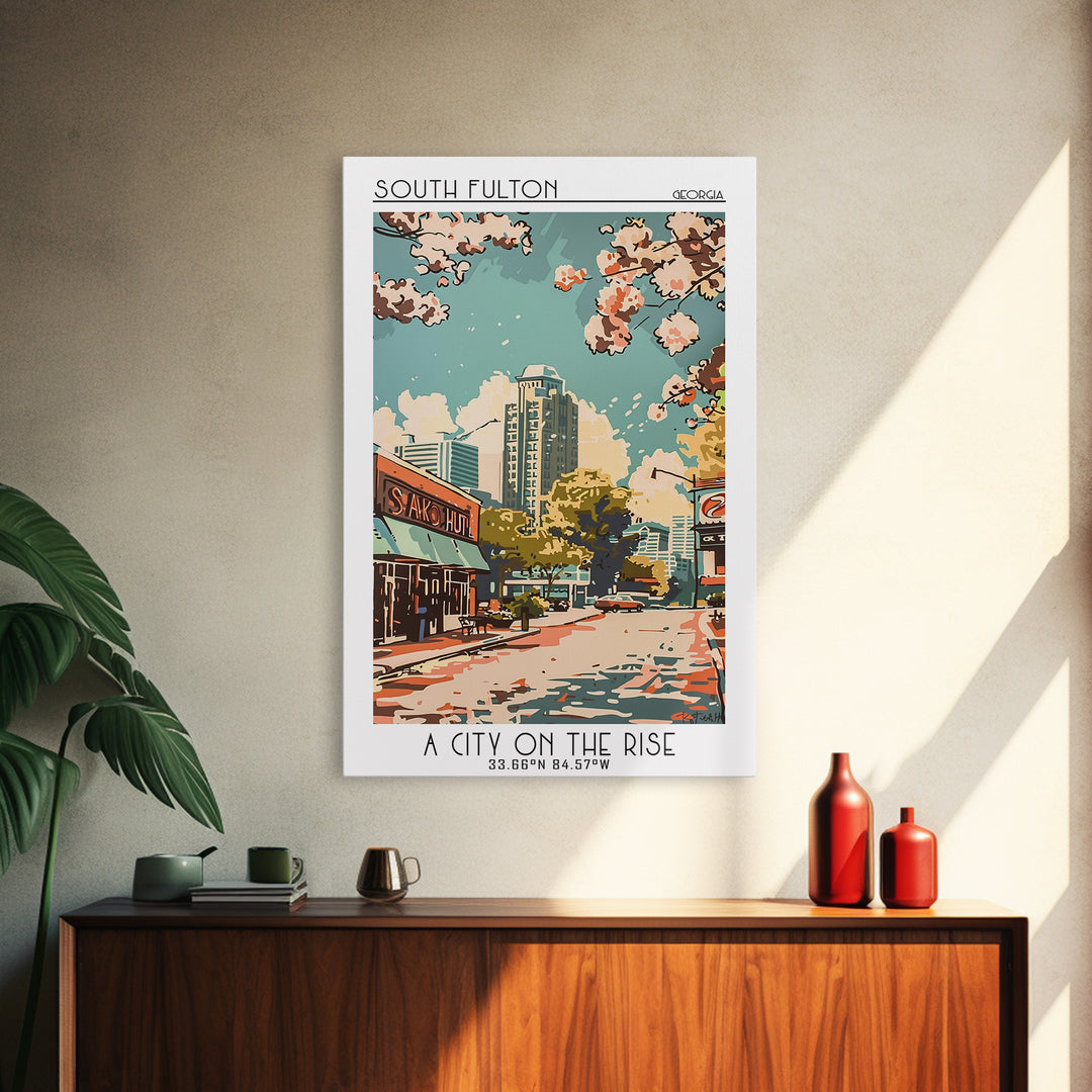 South Fulton Travel Poster, Framed Canvas Print, Vintage Travel Print, City Wall Art, Poster Print, Mid Century Wall Art, Poster Art