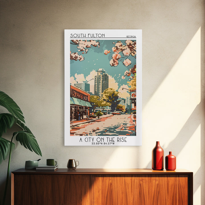 South Fulton Travel Poster, Framed Canvas Print, Vintage Travel Print, City Wall Art, Poster Print, Mid Century Wall Art, Poster Art