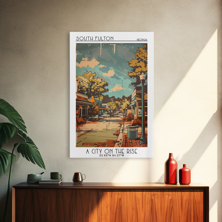 South Fulton Georgia Travel Poster, Canvas Print, Vintage Travel Print, City Wall Art, Travel Posters, Travel Wall Art, Travel Print