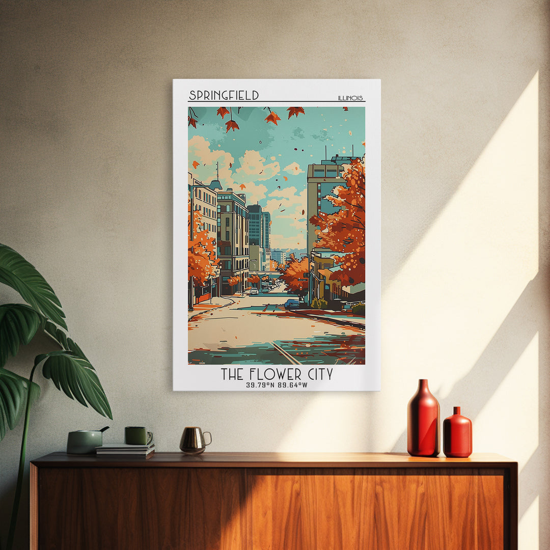 Springfield Illinois Travel Poster, Canvas Print, Vintage Travel Print, City Wall Art, Living Room Wall Art, Wall Art, Travel Prints