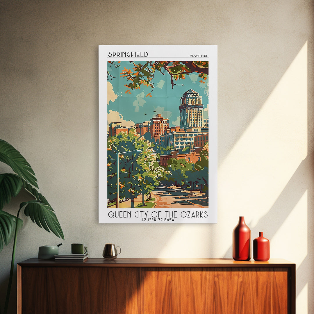 Springfield Missouri Travel Poster, Canvas Print, City Art Print, Travel Wall Art, Wall Art, Travel Wall Decor, Living Room Wall Art