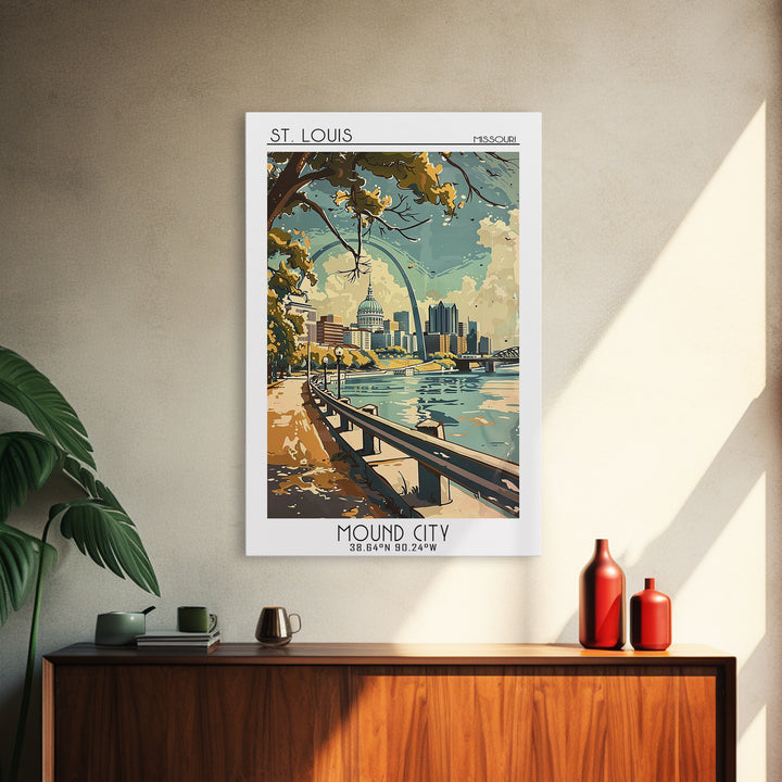 St Louis Travel Poster, Framed Canvas Print, Vintage Travel Print, City Wall Art, Vintage City Poster, Travel Prints, Vintage Travel