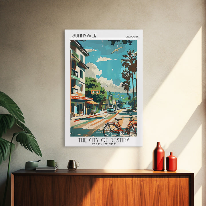 Sunnyvale California Travel Poster, Canvas Print, Retro Travel Poster, City Wall Art, Travel Posters, Retro Wall Art, City Art Print