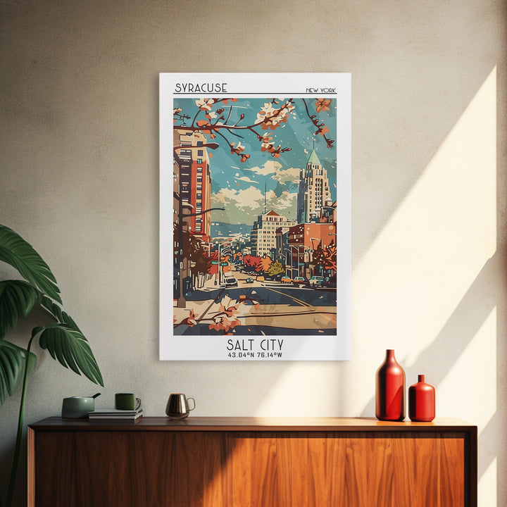 Syracuse Travel Poster, Framed Canvas Print, City Travel Poster, Travel Wall Decor, Gallery Wall Set, Watercolor Cityscape, Wall Art