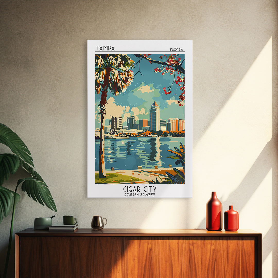 Tampa Travel Poster, Canvas Print, Retro Travel Poster, City Wall Art, Travel Print, Travel Prints, Home Decor, Living Room Wall Art