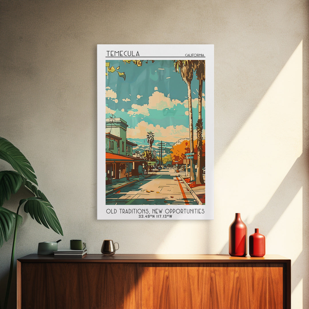Temecula Travel Poster, Framed Canvas Print, City Art Print, Travel Wall Art, Travel Decor, Wanderlust Gift, Travel Print, Art Print