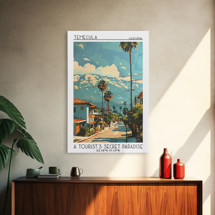 Temecula California Travel Poster, Canvas Print, Retro Wall Art, Travel Print, Travel Posters, Modern Wall Decor, City Travel Poster