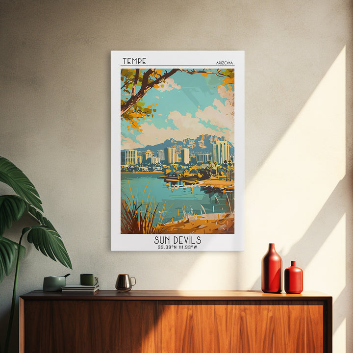Tempe Arizona Travel Poster, Canvas Print, City Travel Poster, Travel Wall Art, Minimalist Poster, Colorful Wall Art, Travel Posters