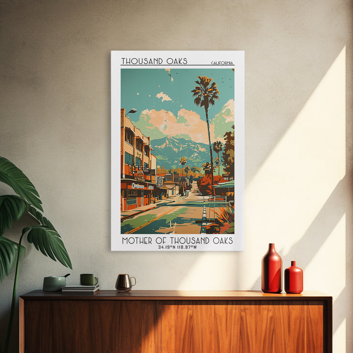 Thousand Oaks California Travel Poster, Canvas Print, Retro Travel Poster, City Wall Art, Wall Art, Mid Century Wall Art, Home Decor