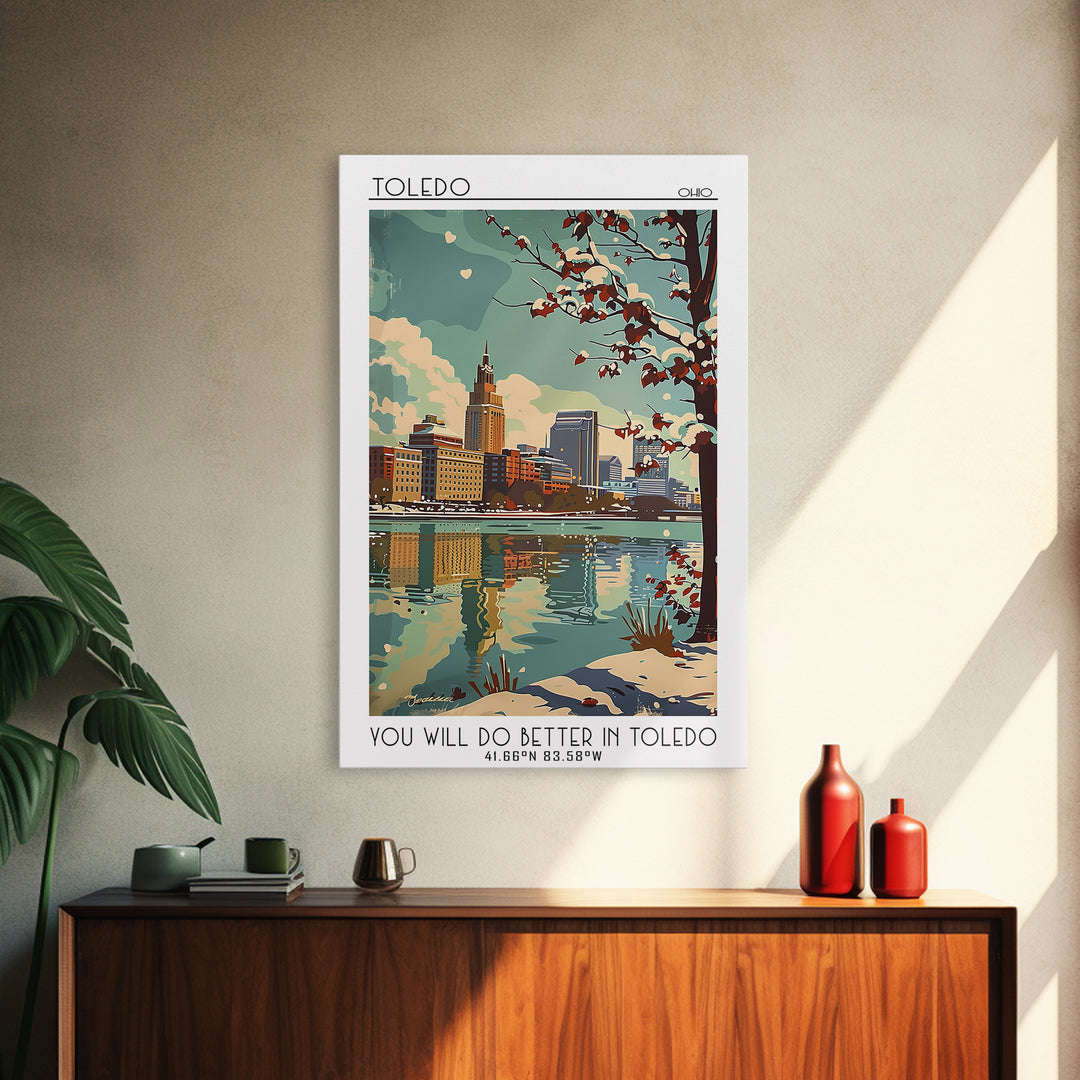Toledo Travel Poster, Framed Canvas Print, Travel Prints, Landscape Art, Retro Travel Poster, City Travel Poster, Retro Travel Print