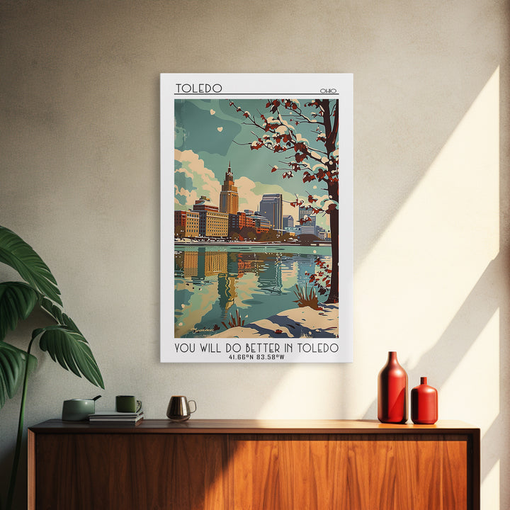 Toledo Travel Poster, Framed Canvas Print, Travel Prints, Landscape Art, Retro Travel Poster, City Travel Poster, Retro Travel Print