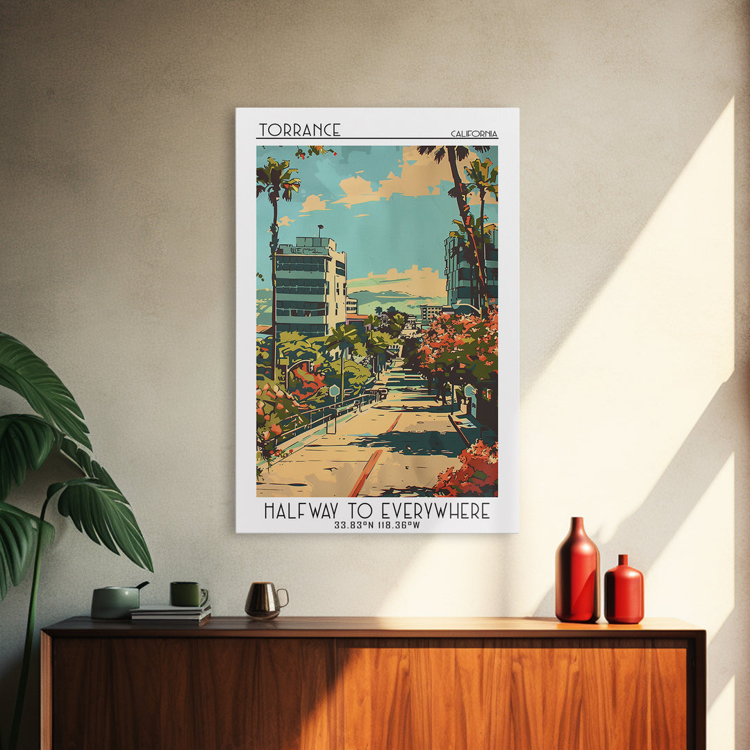 Torrance California Travel Poster, Canvas Print, City Travel Poster, Travel Wall Art, Travel Posters, Wanderlust Gift, Travel Prints