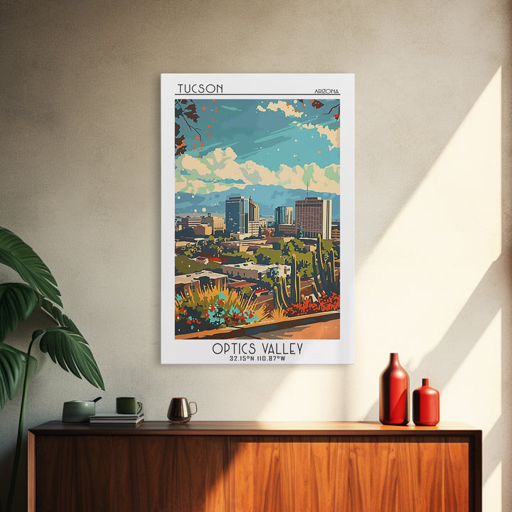 Tucson Travel Poster, Framed Canvas Print, Travel Prints, Landscape Art, Minimalist Poster, Wanderlust Gift, Art Print, Travel Decor