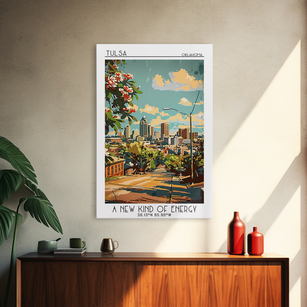 Tulsa Travel Poster, Canvas Print, Poster Print, Travel Wall Art, Minimalist Poster, Poster Art, Retro Wall Art, Vintage City Poster