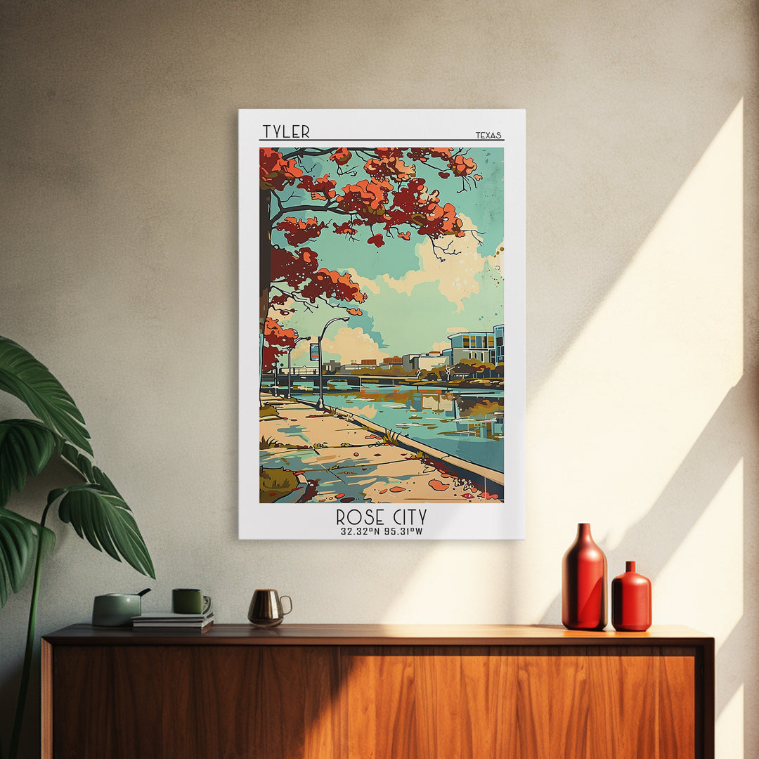 Tyler Texas Travel Poster, Canvas Print, Retro Travel Poster, City Wall Art, Retro Travel Print, Vintage Poster, Wall Art, Art Print