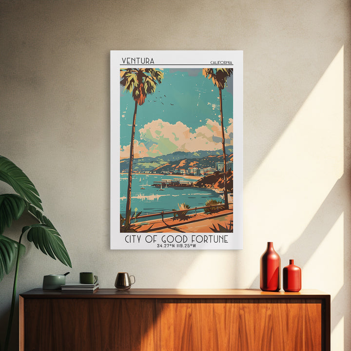 Ventura Travel Poster, Framed Canvas Print, Travel Wall Decor, Minimalist Poster, Poster Print, Travel Wall Art, Retro Travel Poster