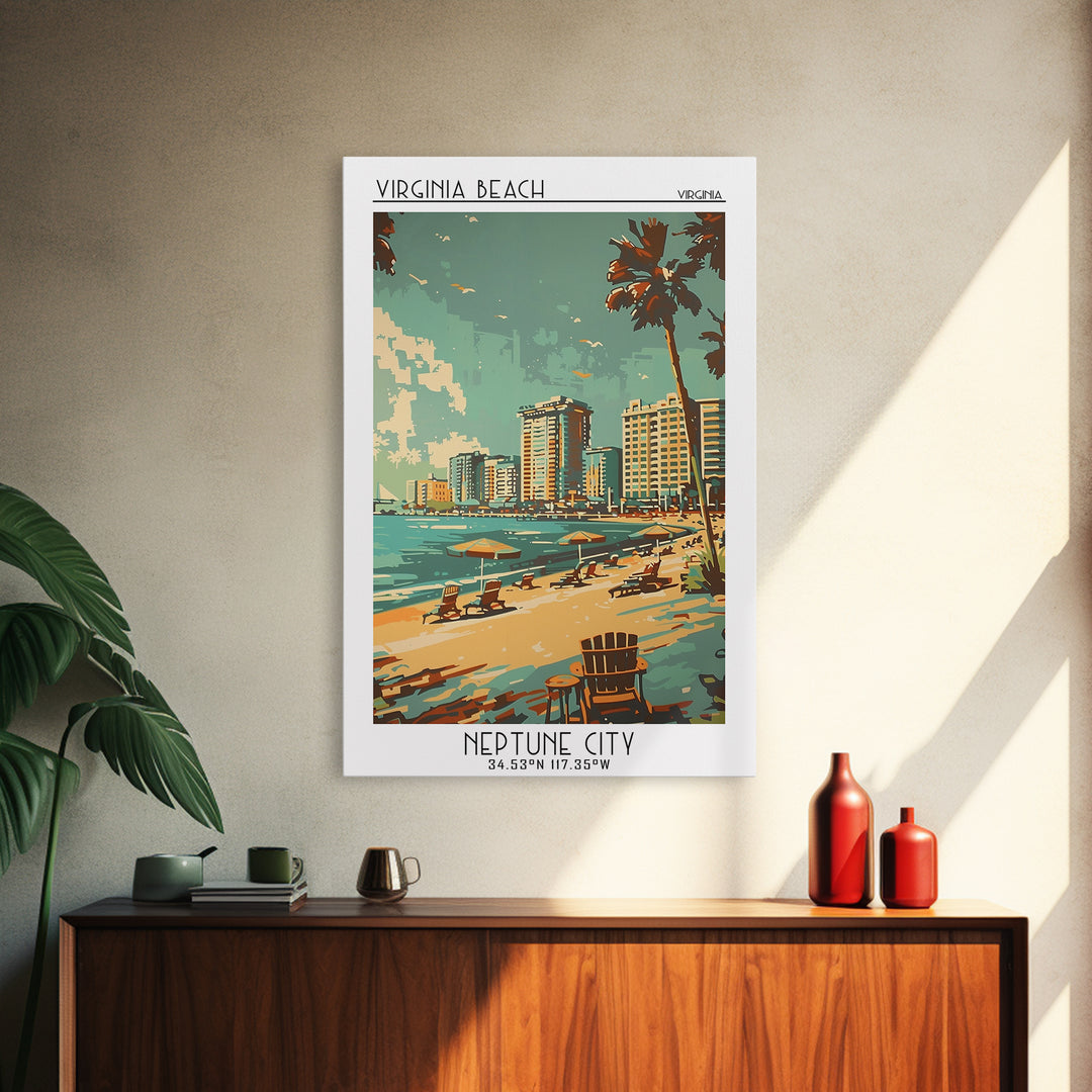 Virginia Beach Virginia Travel Poster, Canvas Print, City Art Print, Travel Wall Art, Vintage Travel Art, Travel Print, Poster Print