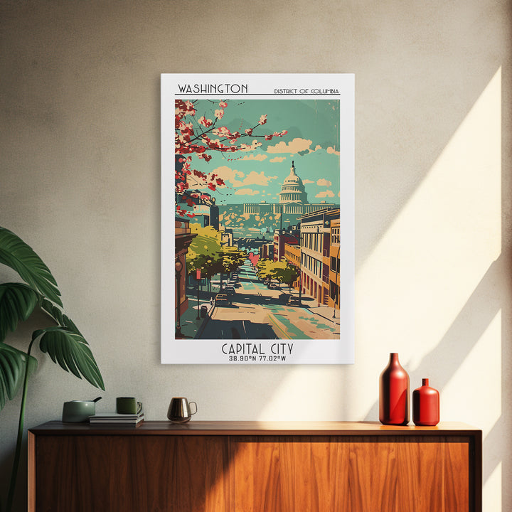 Washington District of Columbia Travel Poster, Canvas Print, City Travel Poster, Vintage City Poster, Vintage Travel, Retro Wall Art