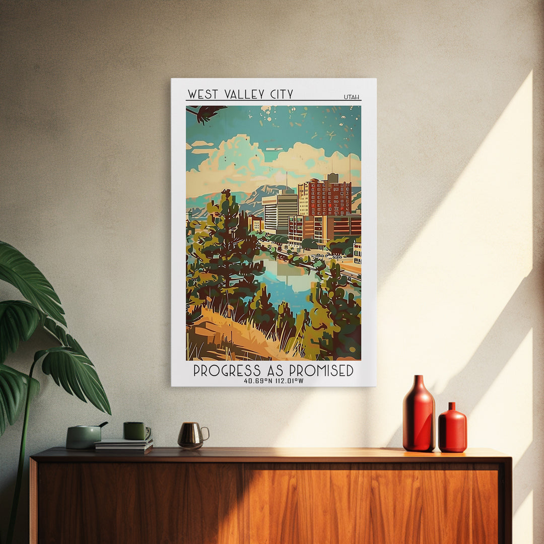 West Valley City Travel Poster, Canvas Print, Retro Travel Poster, City Wall Art, Travel Posters, Minimalist Poster, Travel Wall Art