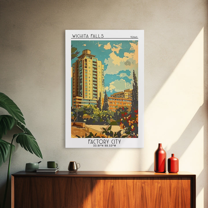 Wichita Falls Travel Poster, Framed Canvas Print, City Travel Poster, Vintage City Poster, Vintage Travel Art, Art Print, Poster Art