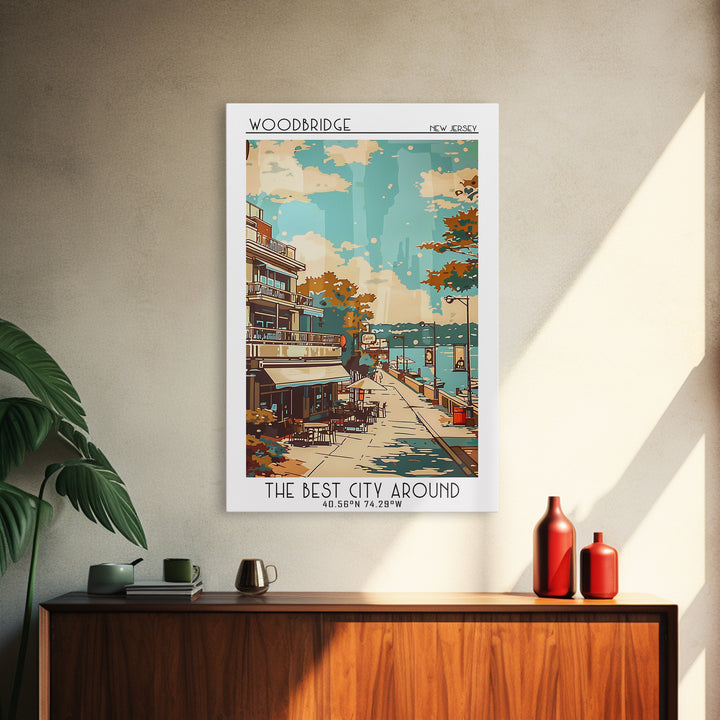 Woodbridge New Jersey Travel Poster, Canvas Print, City Travel Poster, Travel Wall Art, Retro Wall Art, Travel Print, Fine Art Print