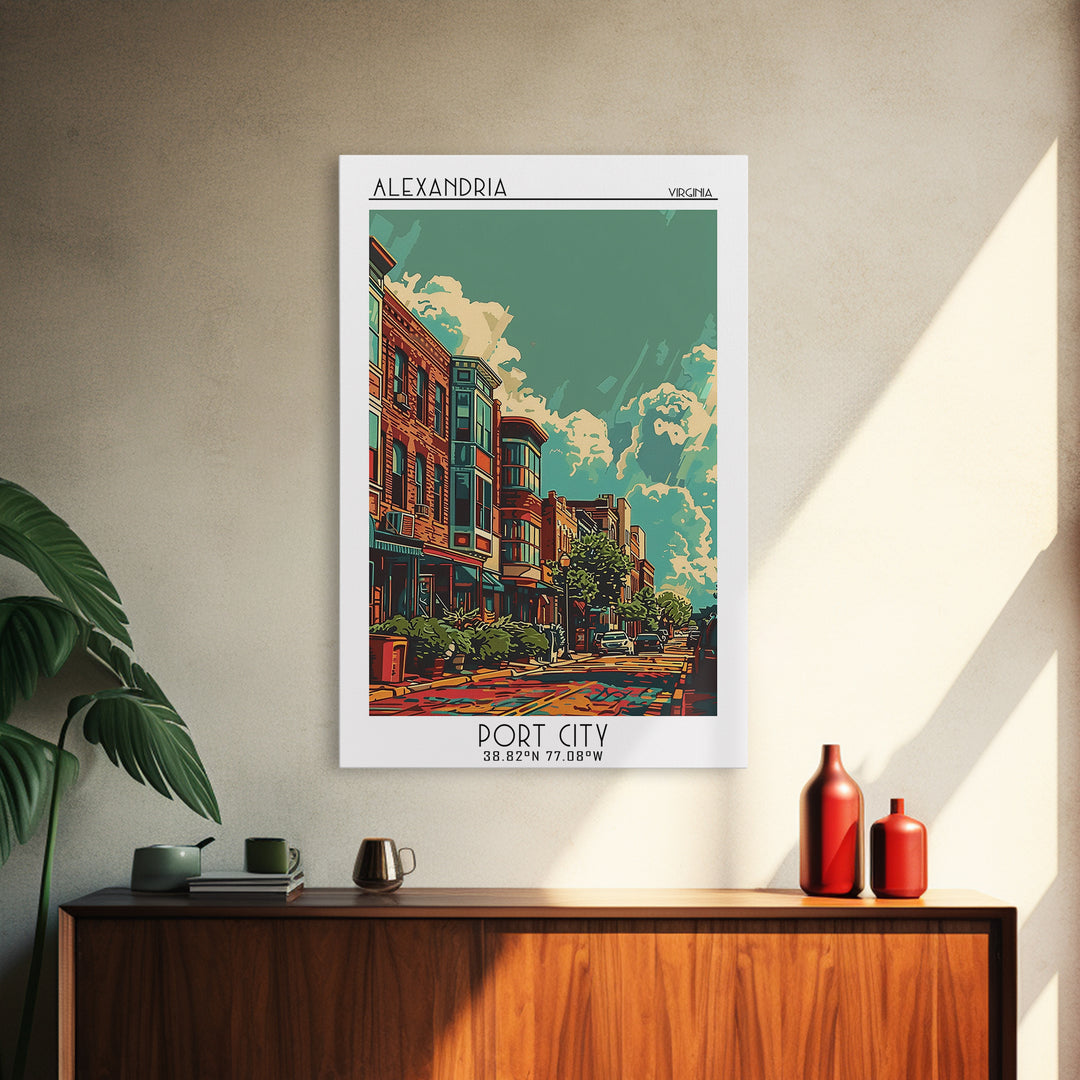 Alexandria Travel Poster, Framed Canvas Print, Travel Art Print, Modern Wall Decor, City Travel Poster, Wall Art, Retro Travel Print