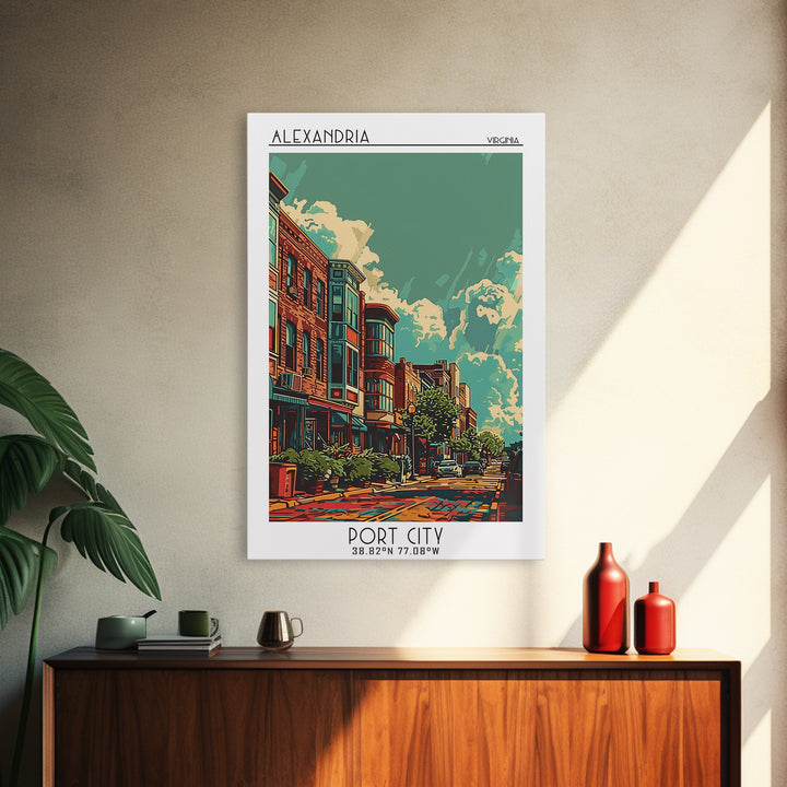 Alexandria Travel Poster, Framed Canvas Print, Travel Art Print, Modern Wall Decor, City Travel Poster, Wall Art, Retro Travel Print