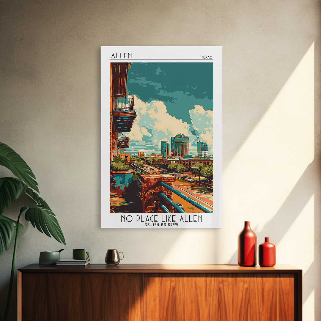 Allen Travel Poster, Canvas Print, Retro Travel Poster, City Wall Art, Art Print, Travel Wall Art, Colorful Wall Art, Travel Posters