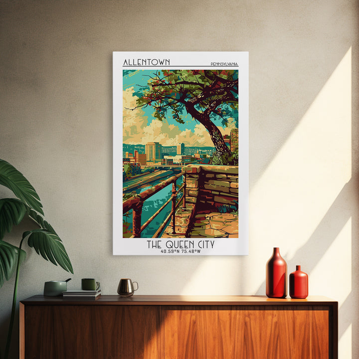 Allentown Travel Poster, Canvas Print, Retro Travel Poster, City Wall Art, Living Room Wall Art, Retro Travel Print, Vintage Posters