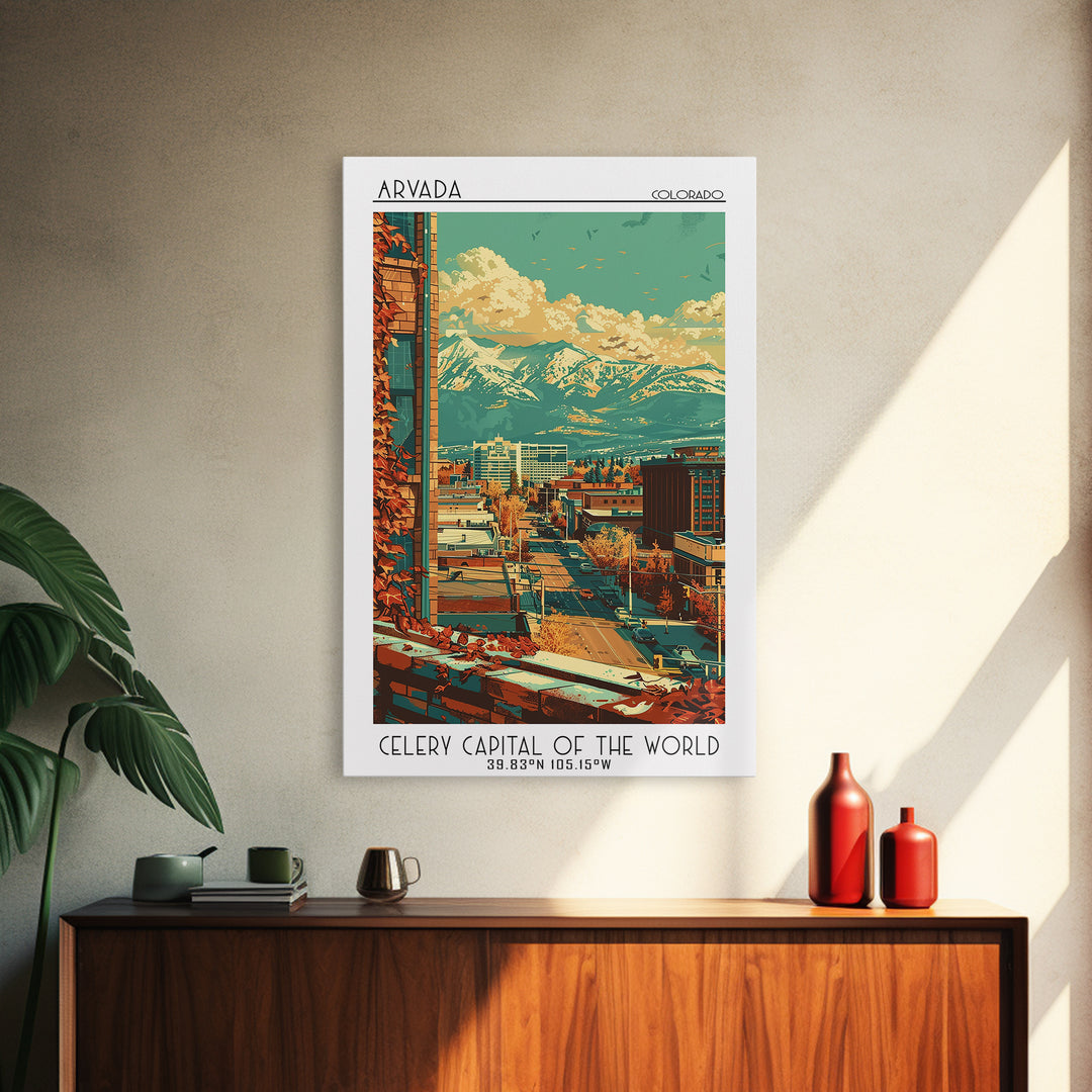 Arvada Travel Poster, Framed Canvas Print, Vintage Travel Print, City Wall Art, Travel Posters, Retro Travel Poster, Wanderlust Gift