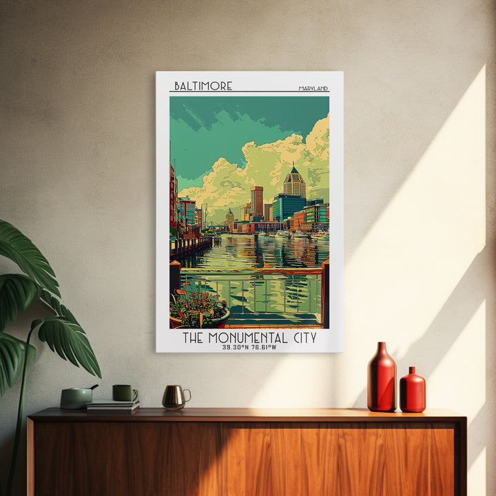 Baltimore Travel Poster, Framed Canvas Print, City Travel Poster, Travel Wall Art, Travel Wall Decor, Fine Art Print, Travel Posters
