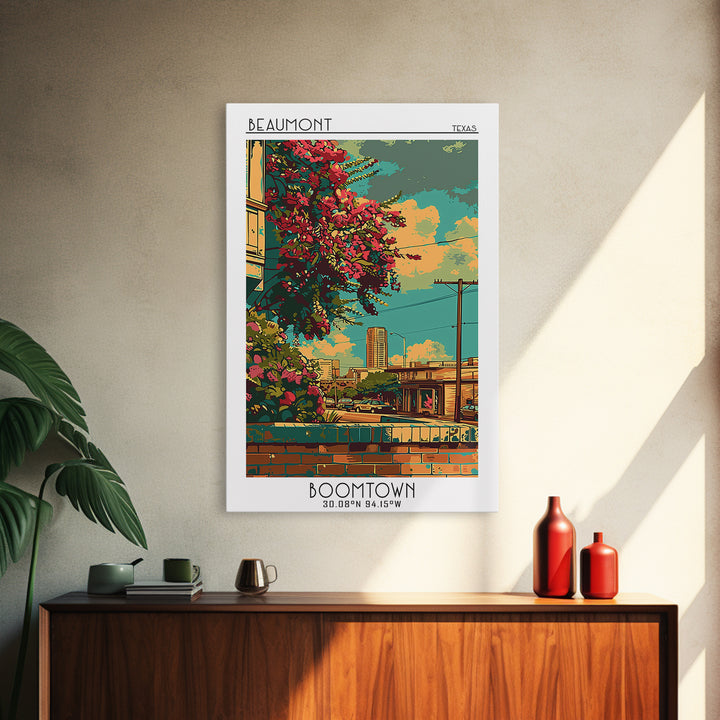 Beaumont Travel Poster, Canvas Print, City Travel Poster, Travel Wall Decor, Travel Art Print, Watercolor Cityscape, Travel Wall Art