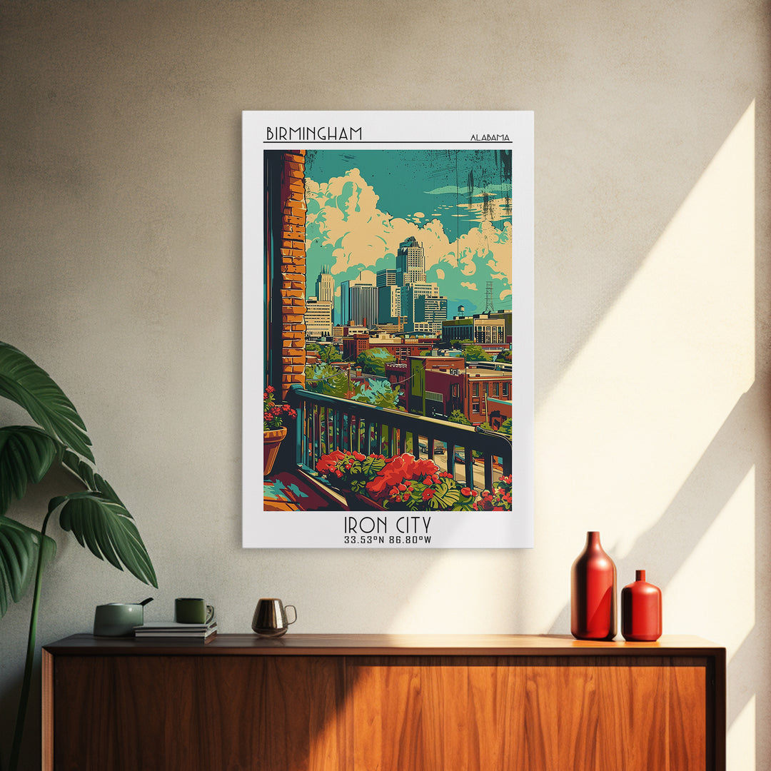Birmingham Travel Poster, Canvas Print, City Art Print, Travel Wall Art, Art Print, Wanderlust Gift, Home Office Decor, Travel Print