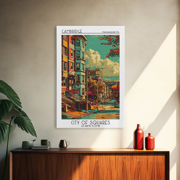 Cambridge Travel Poster, Canvas Print, Travel Prints, Landscape Art, Art Print, Poster Art, Retro Travel Print, Mid Century Wall Art