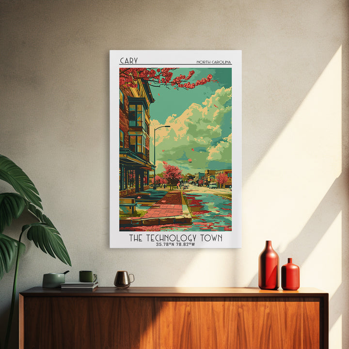 Cary Travel Poster, Canvas Print, City Travel Poster, Travel Wall Art, Travel Prints, Home Office Decor, Gallery Wall Set, Art Print