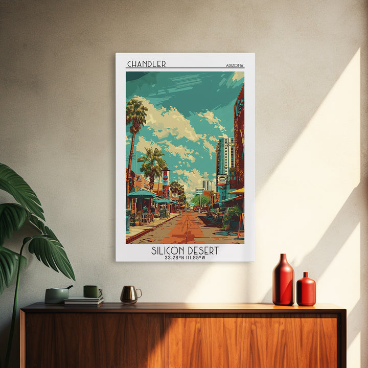 Chandler Travel Poster, Framed Canvas Print, City Art Print, Travel Wall Art, Mid Century Wall Art, Minimalist Poster, Landscape Art