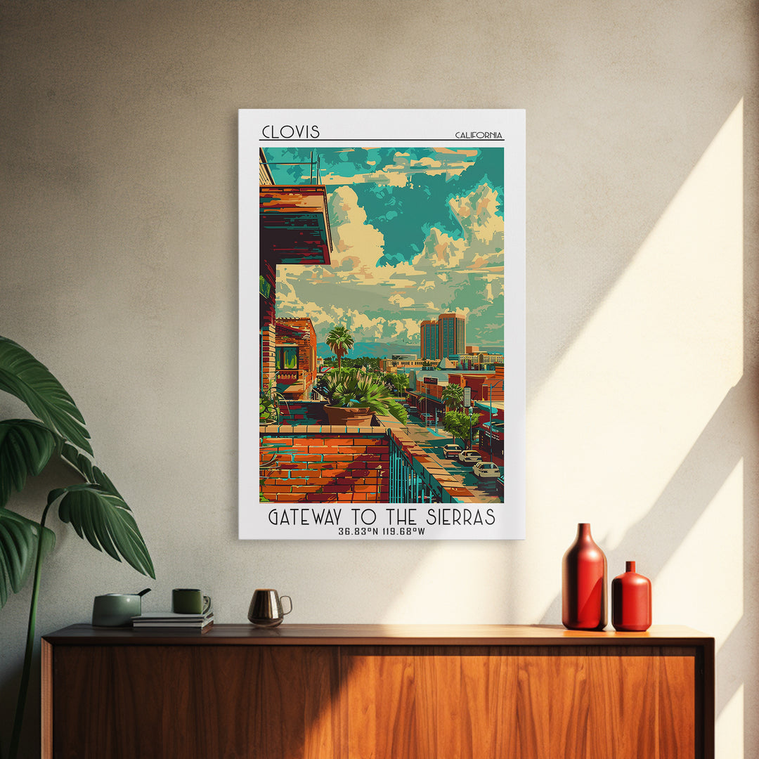 Clovis Travel Poster, Framed Canvas Print, City Art Print, Travel Wall Art, Wanderlust Gift, Poster Art, Landscape Art, Poster Print