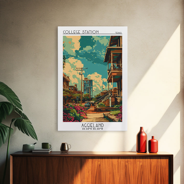 College Station Travel Poster, Framed Canvas Print, City Travel Poster, Travel Wall Art, Travel Print, Landscape Art, Travel Posters