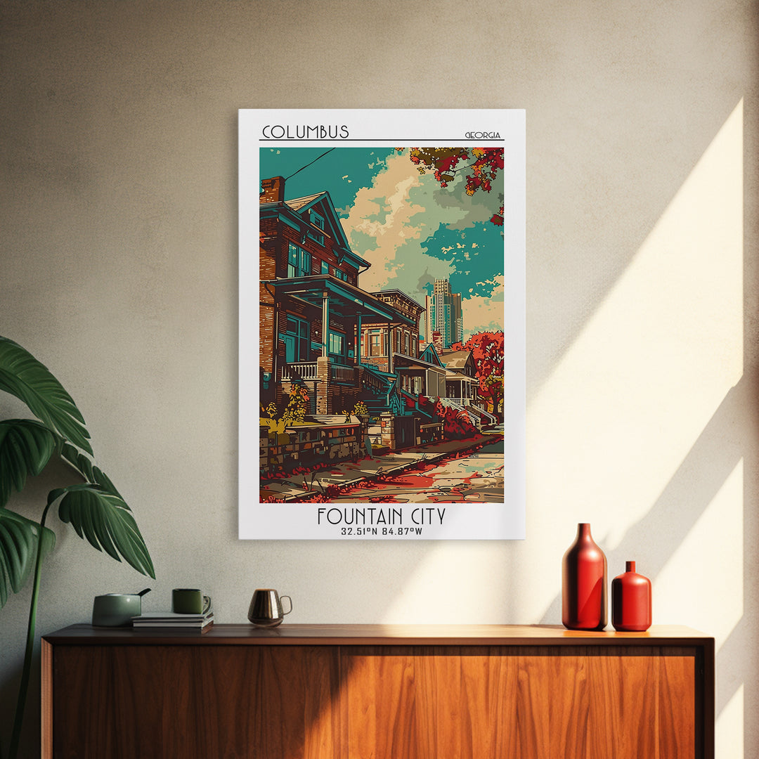 Columbus Travel Poster, Framed Canvas Print, City Travel Poster, Travel Wall Art, Vintage Travel Print, Poster Print, Fine Art Print