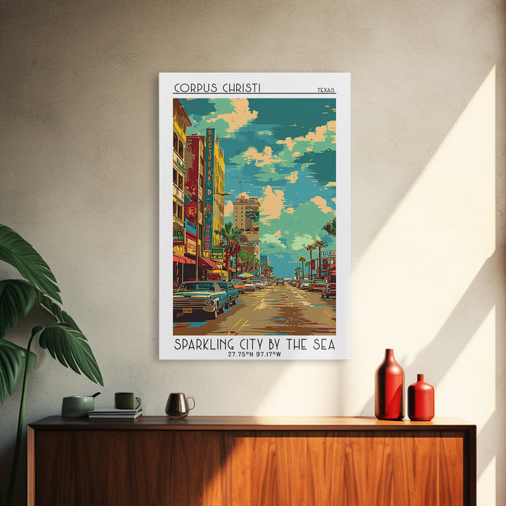 Corpus Christi Travel Poster, Canvas Print, City Art Print, Travel Wall Art, Home Office Decor, Minimalist Poster, City Illustration