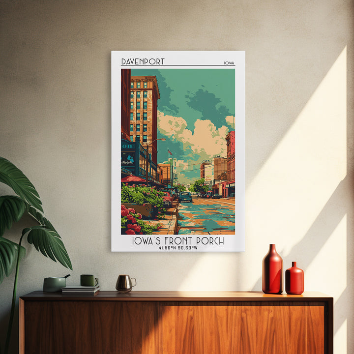 Davenport Travel Poster, Framed Canvas Print, Poster Print, Travel Wall Art, Retro Travel Print, Retro Travel Poster, Fine Art Print